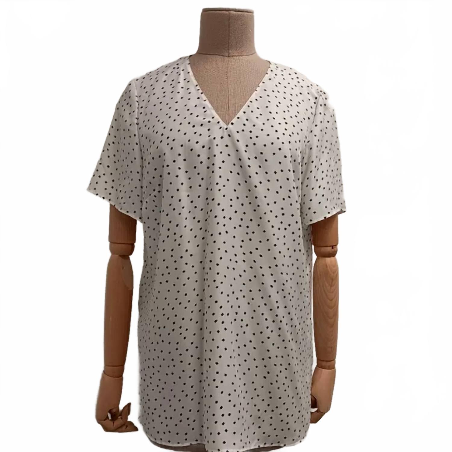 New Lafayette 148 Women's Meg V-Neck Blouse In Black/White